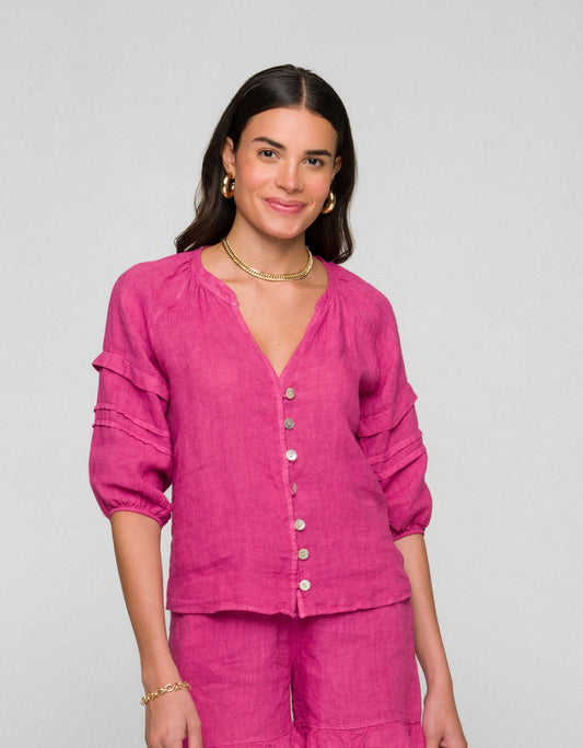 BLUSA GABI MADRE REINA LINHO ROSA AZALÉIA