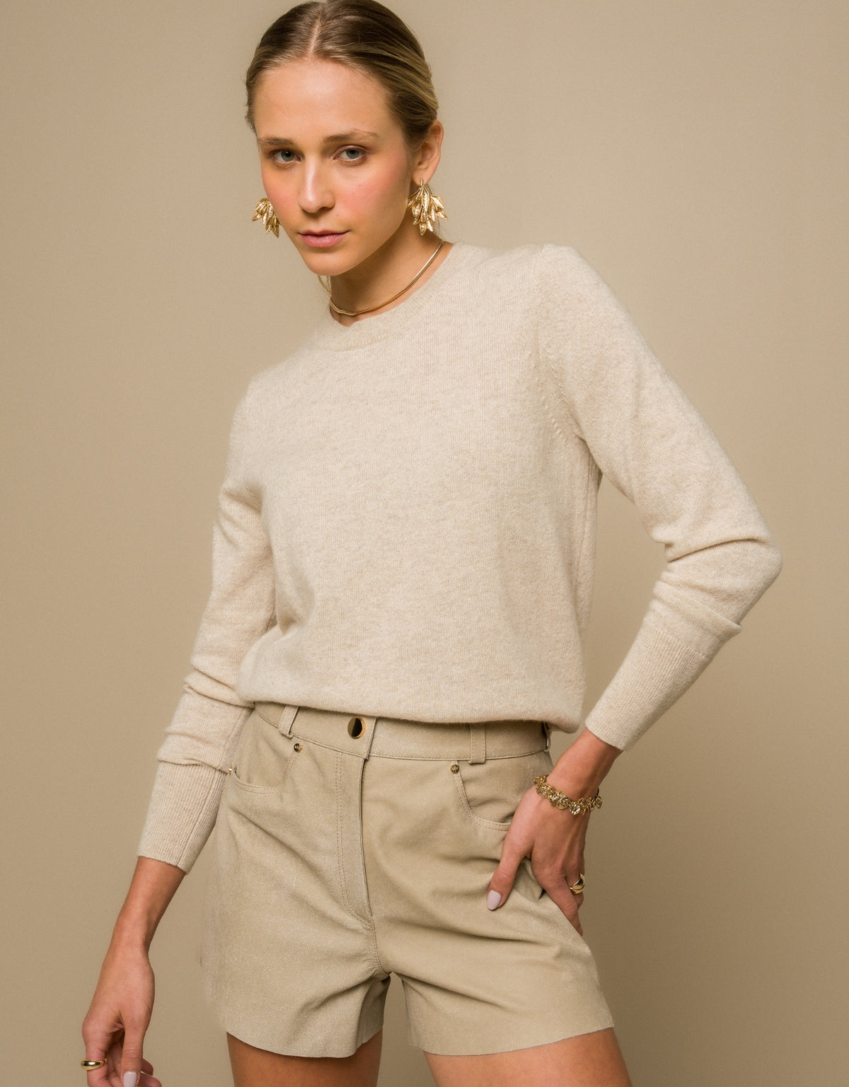 BLUSA GOLA CARECA CASHMERE AVELÃ