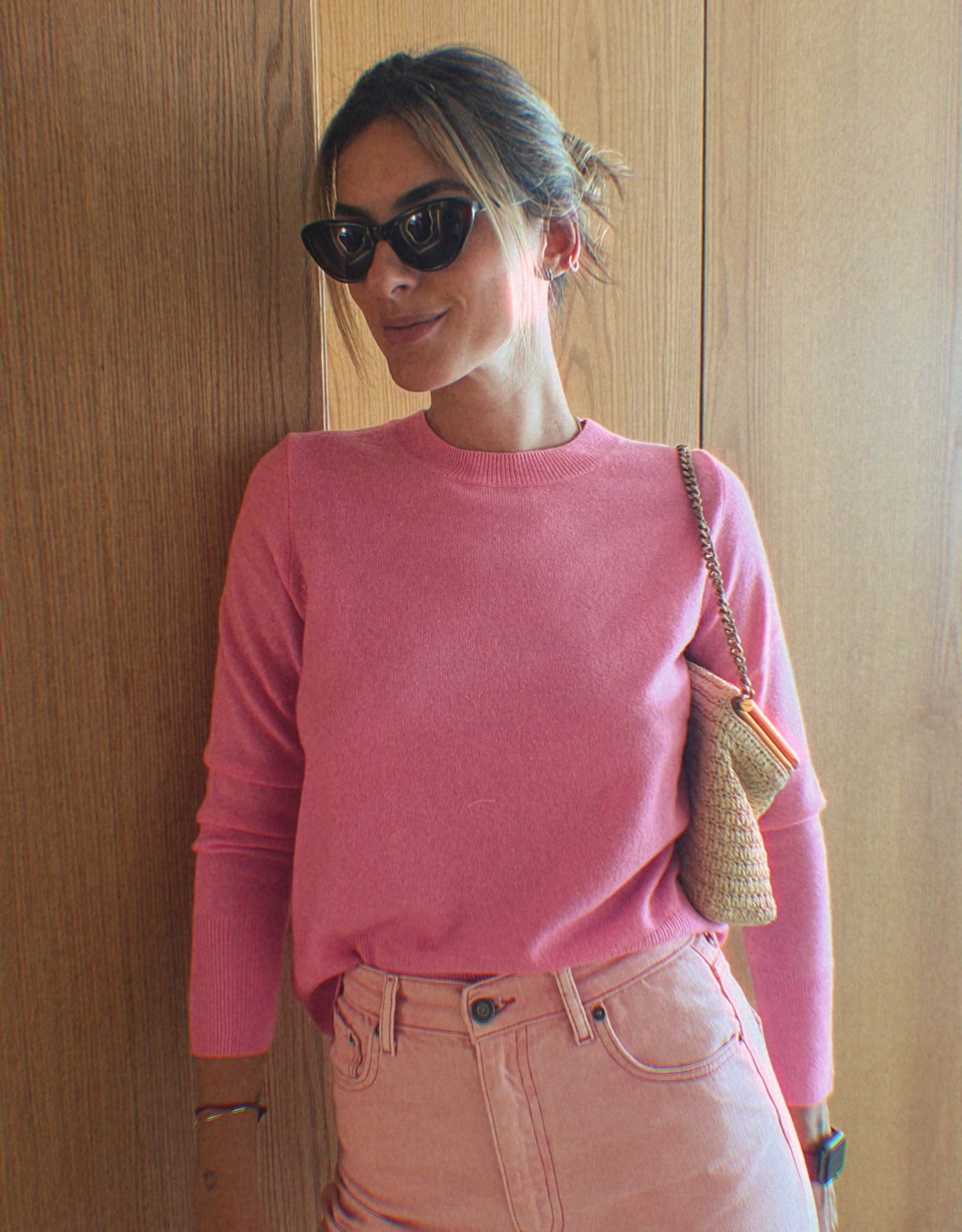 BLUSA GOLA REDONDA EM CASHMERE ROSA CLARO