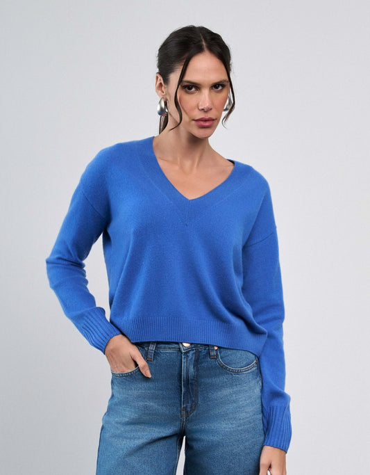 BLUSA GOLA V MADRE REINA CASHMERE DANUBE