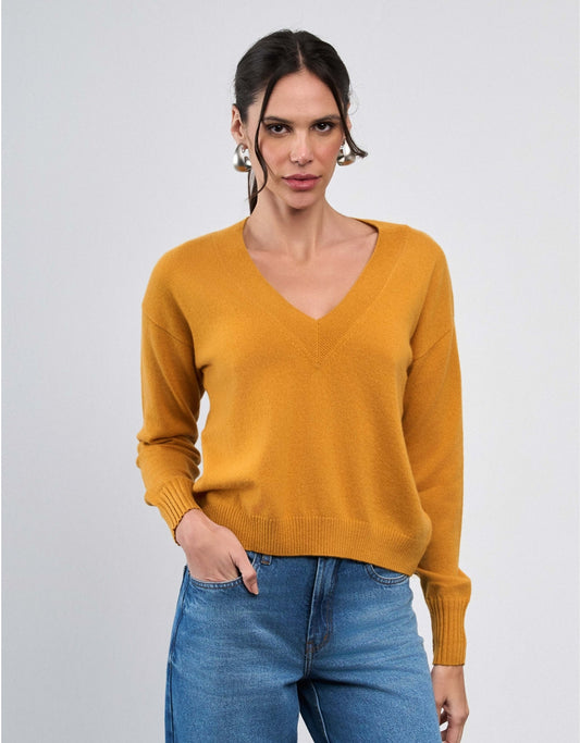 BLUSA GOLA V MADRE REINA CASHMERE GOLDEN