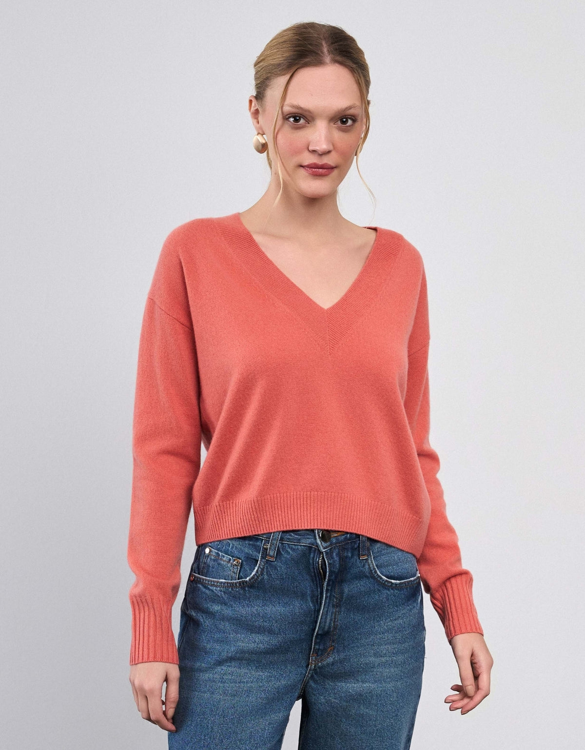 BLUSA GOLA V MADRE REINA CASHMERE ORANGE