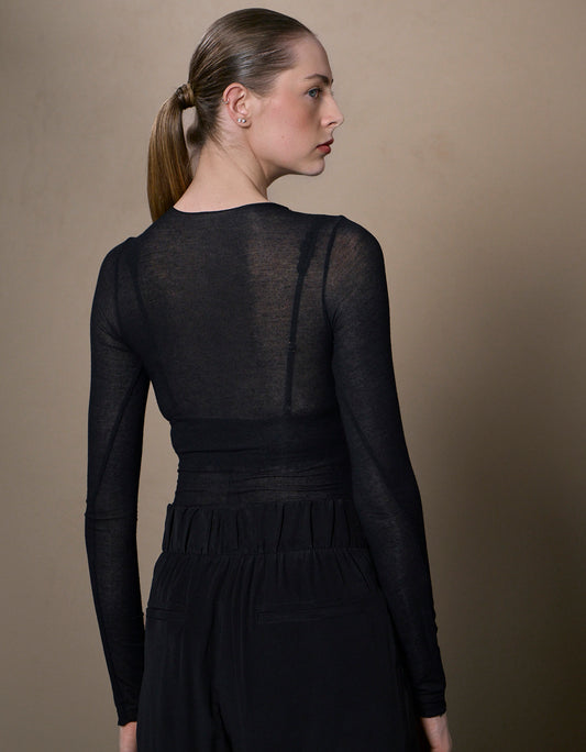 BLUSA KAREN MADRE REINA MALHA/CASHMERE PRETO