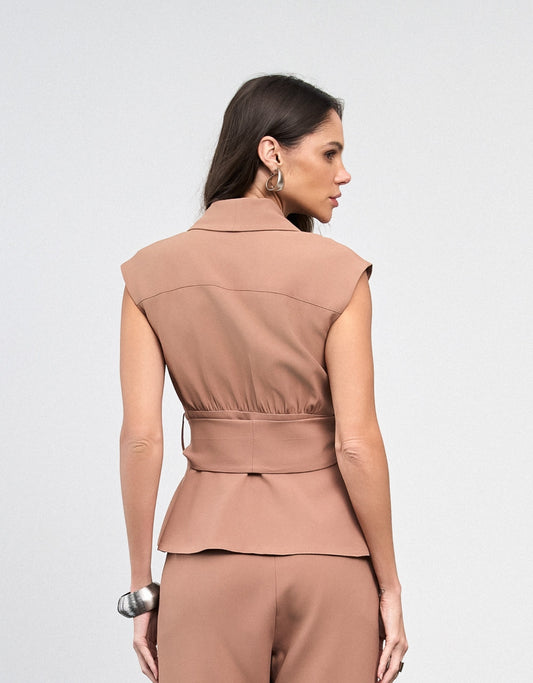 BLUSA MALU MADRE REINA ALFAIATARIA MOCCA