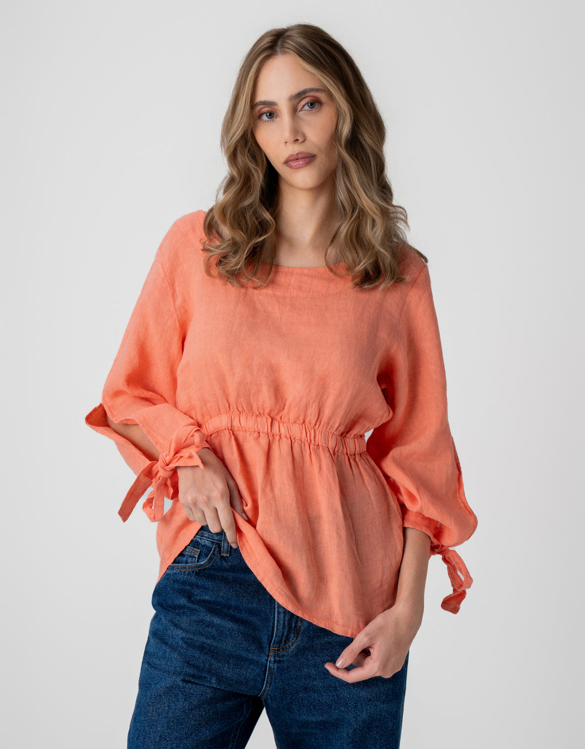 BLUSA MANU MADRE REINA LINHO LARANJA PITANGA