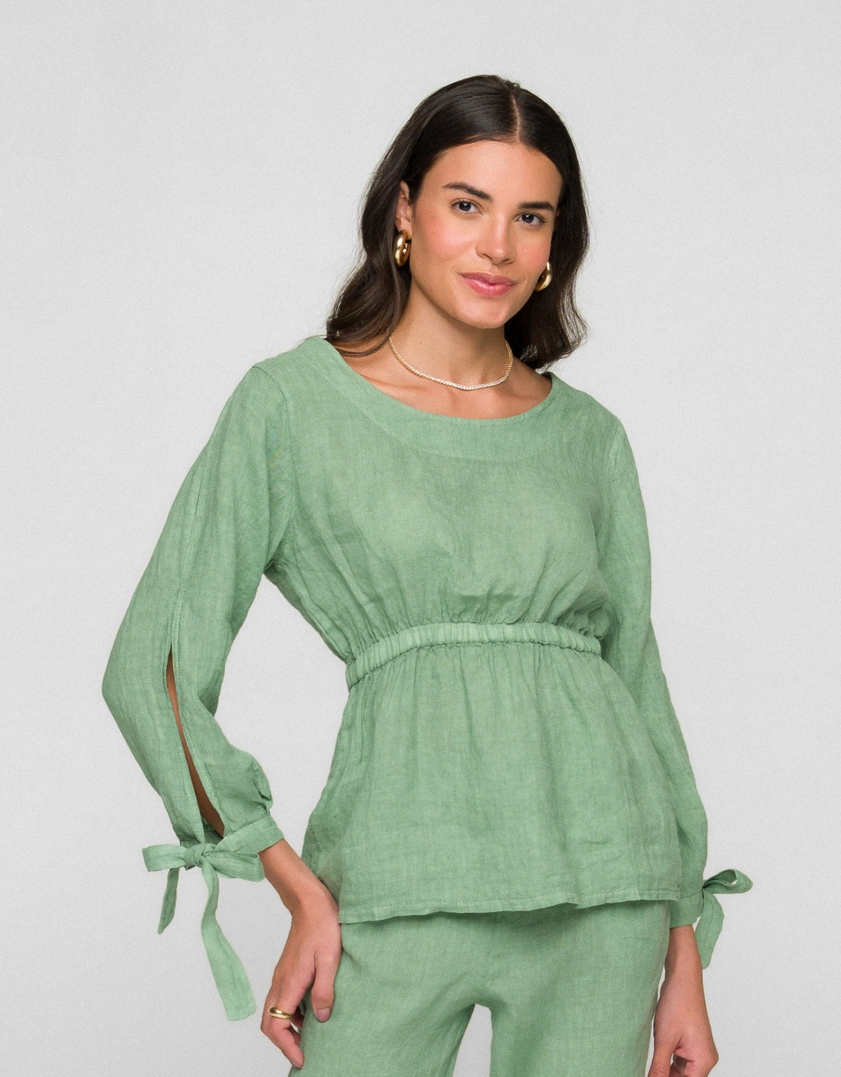 BLUSA MANU MADRE REINA LINHO VERDE MENTA