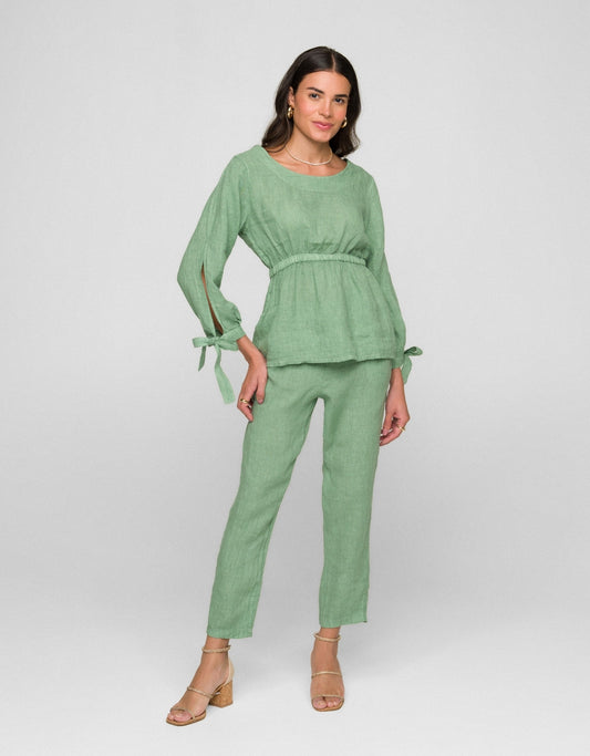 BLUSA MANU MADRE REINA LINHO VERDE MENTA