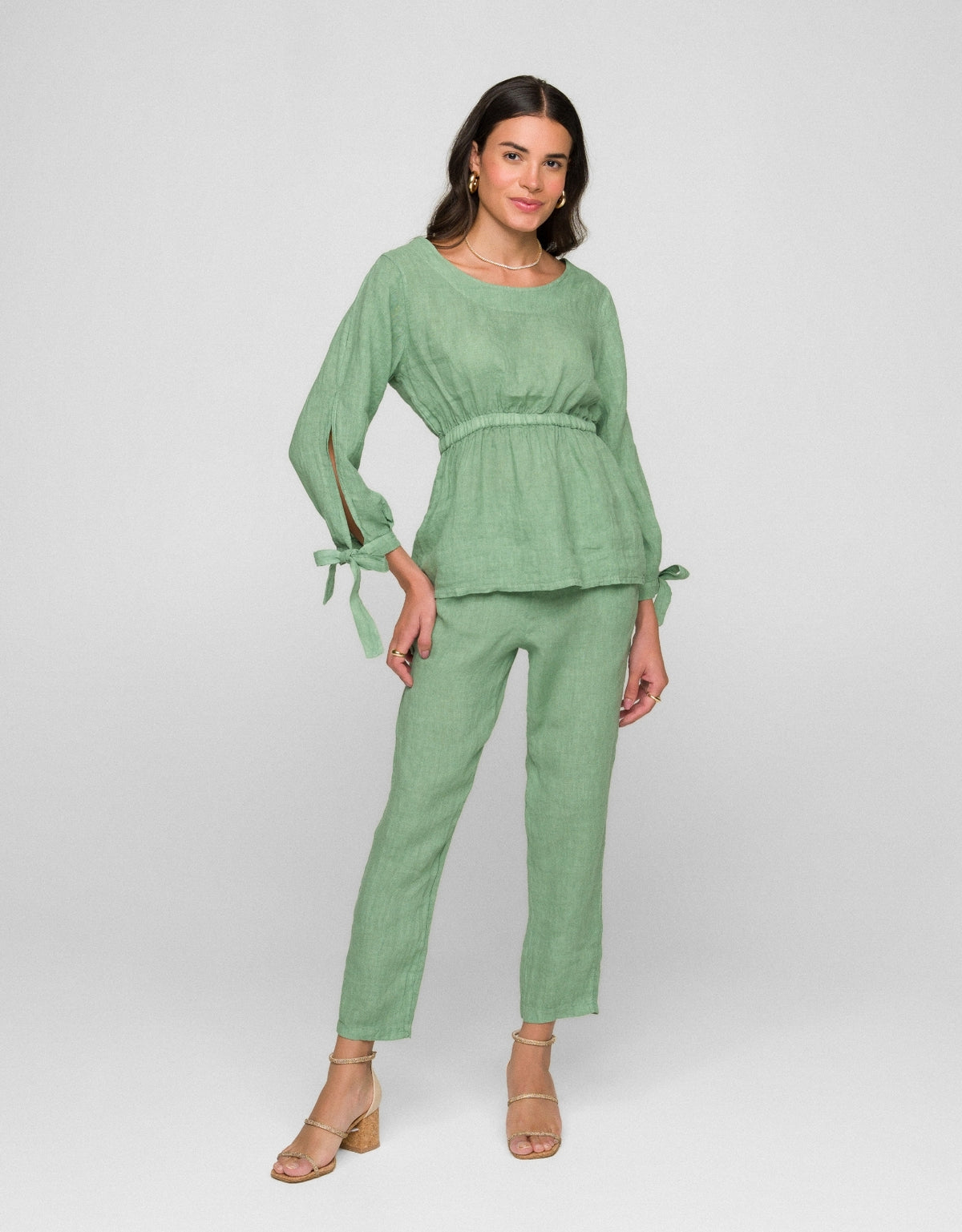 BLUSA MANU MADRE REINA LINHO VERDE MENTA