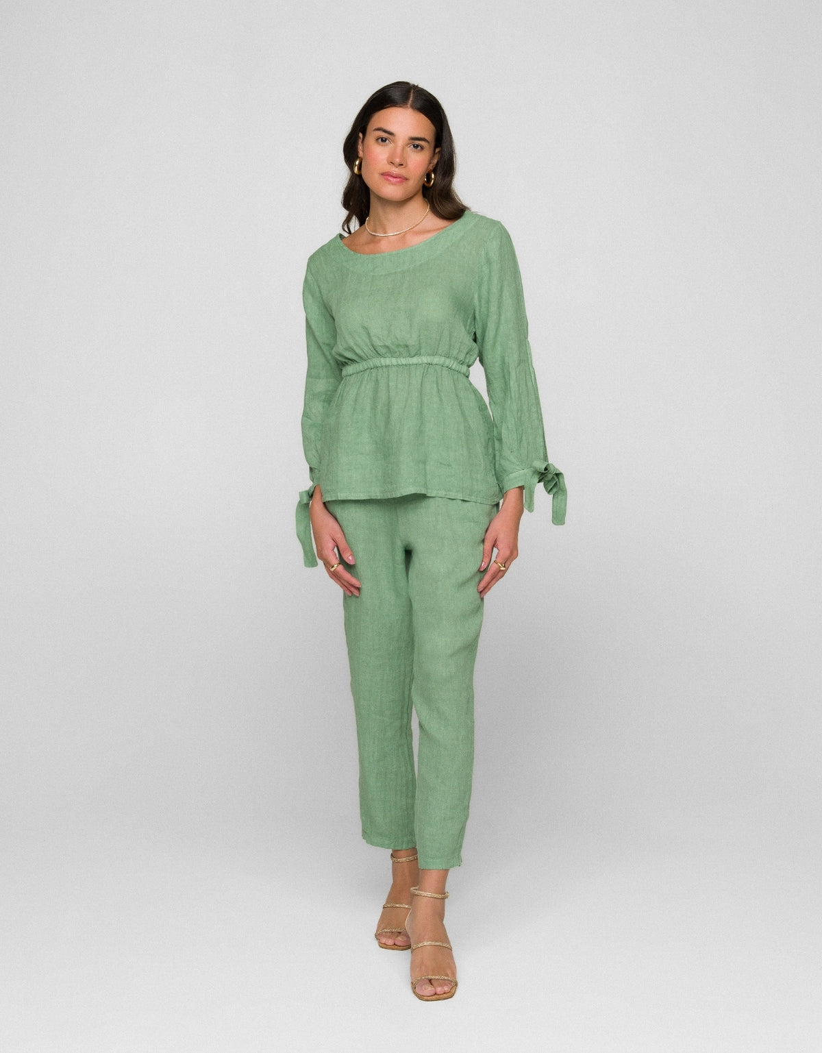 BLUSA MANU MADRE REINA LINHO VERDE MENTA