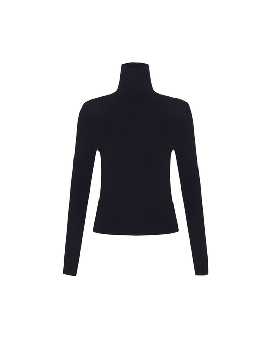 BLUSA MARI GOLA ALTA MADRE REINA TRICOT PRETO