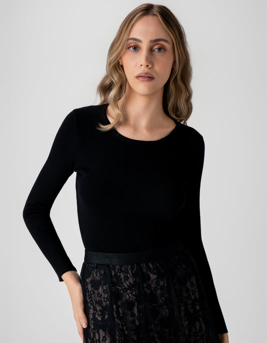 BLUSA MARI MADRE REINA TRICOT PRETO