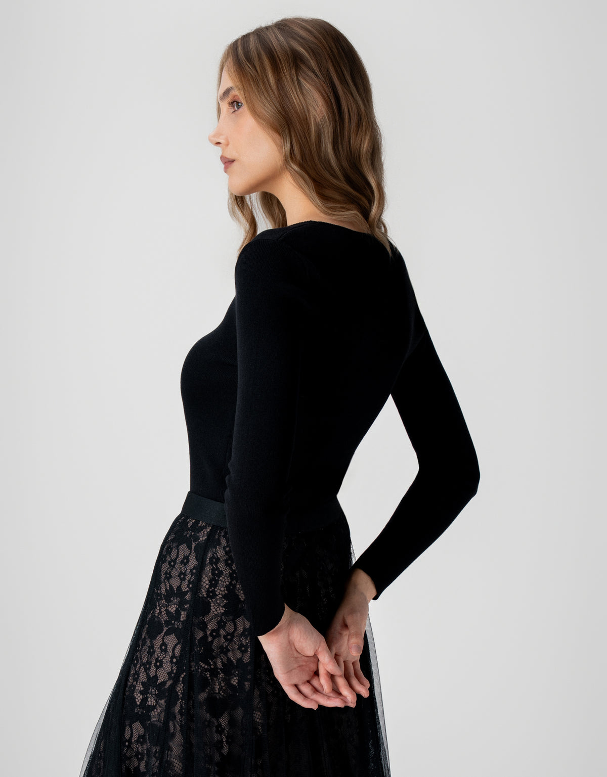 BLUSA MARI MADRE REINA TRICOT PRETO