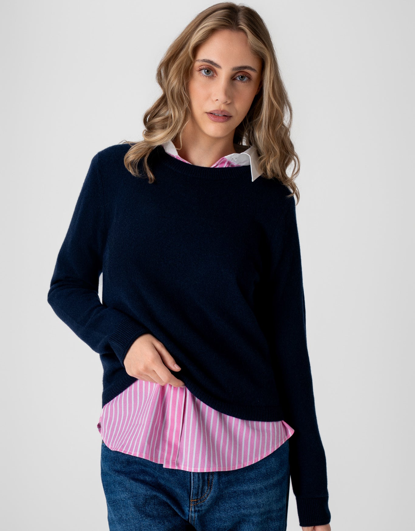 BLUSA MARIAH MADRE REINA CASHMERE MARINHO