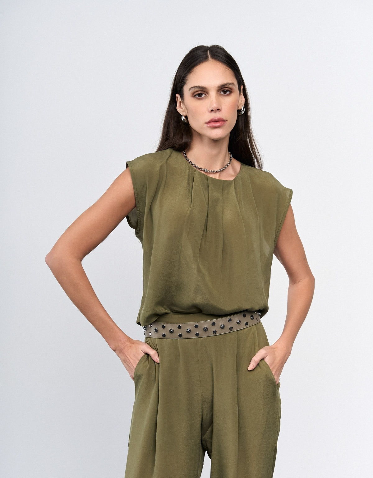 BLUSA MELINA MADRE REINA SEDA GREIGE