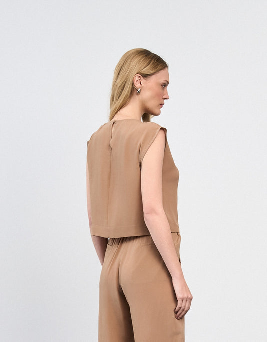 BLUSA MELINA MADRE REINA SEDA MOCCA