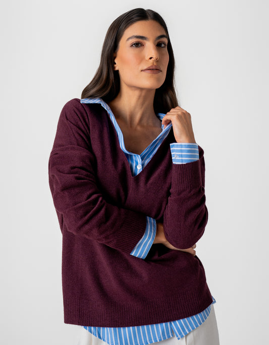 BLUSA MELINDA MADRE REINA TRICOT AMEIXA