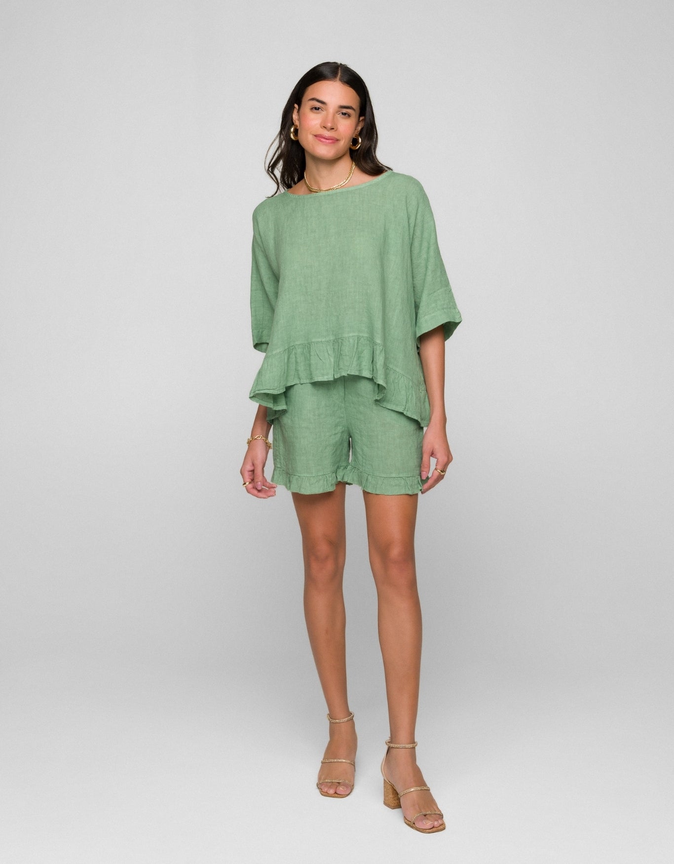 BLUSA MILLA MADRE REINA LINHO VERDE MENTA