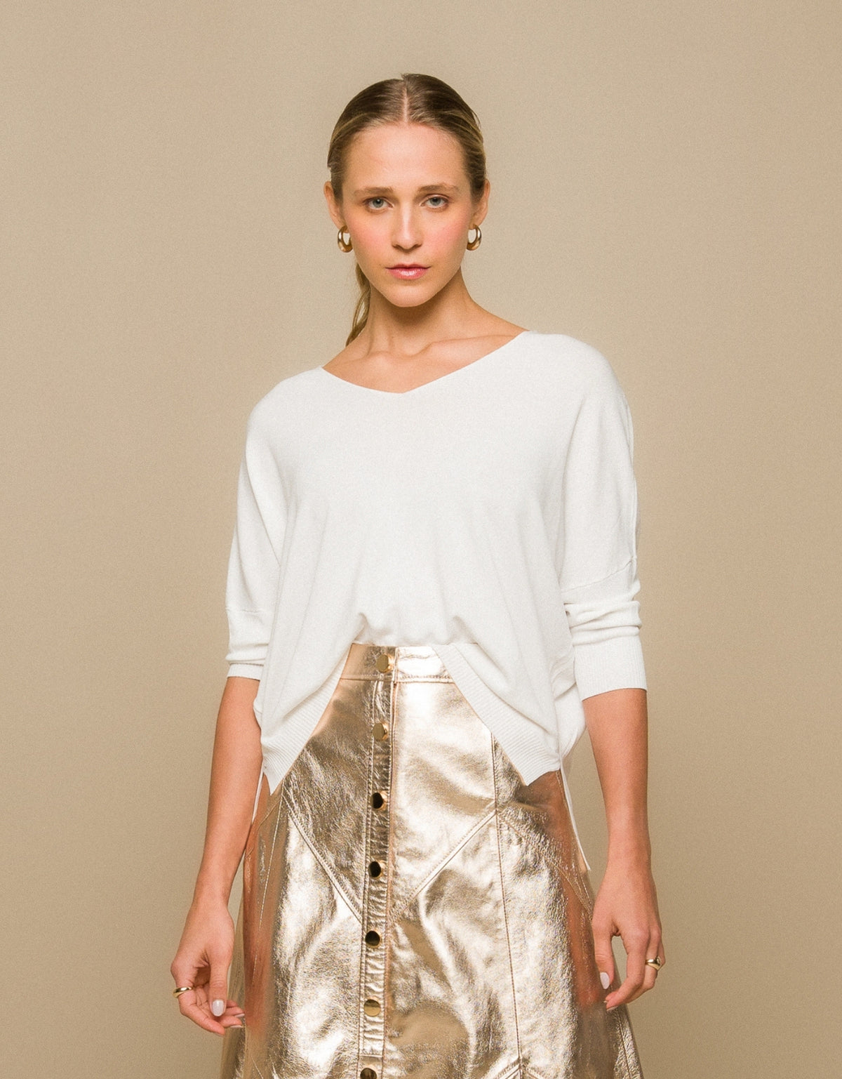 BLUSA OVER MADRE REINA TRICOT BRANCO