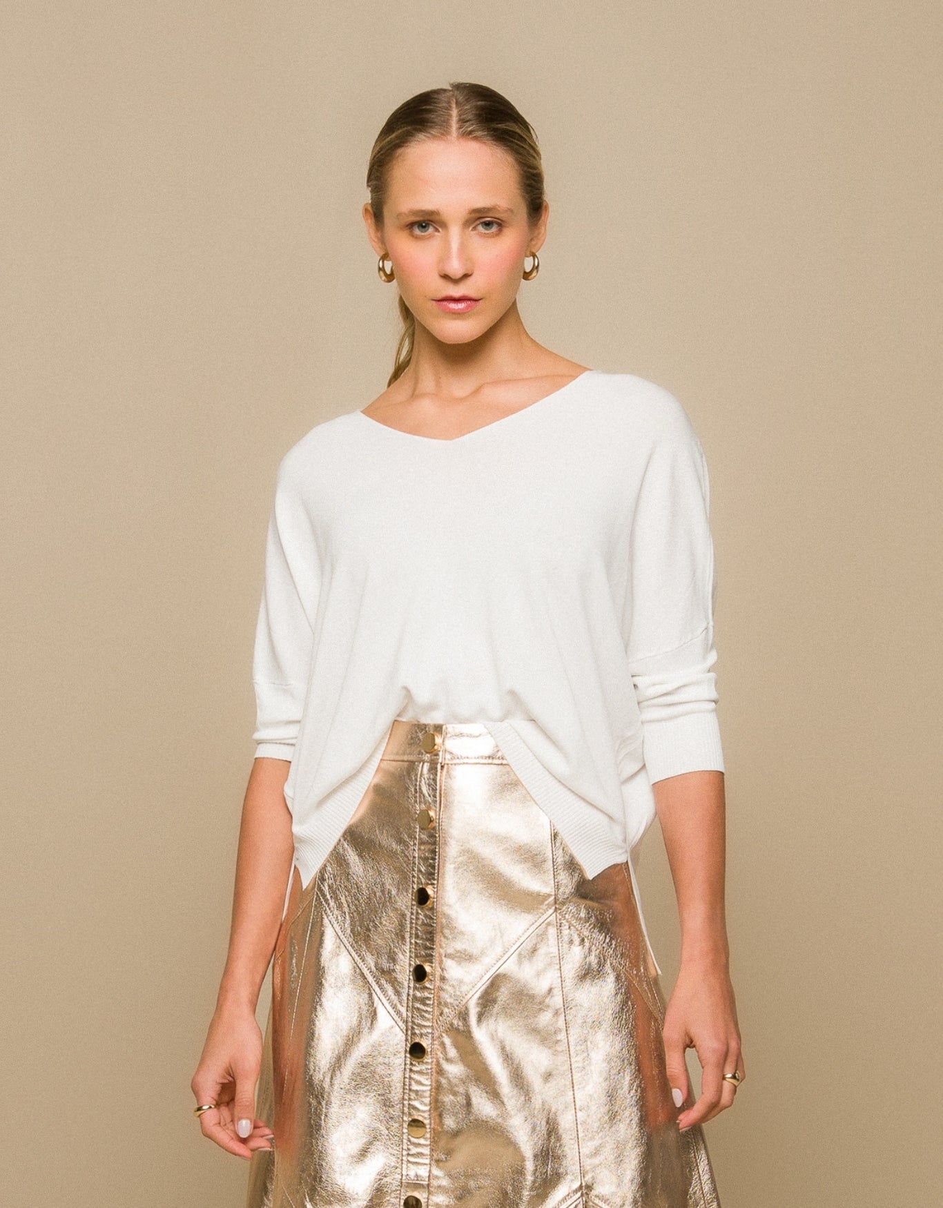 BLUSA OVER MADRE REINA TRICOT BRANCO