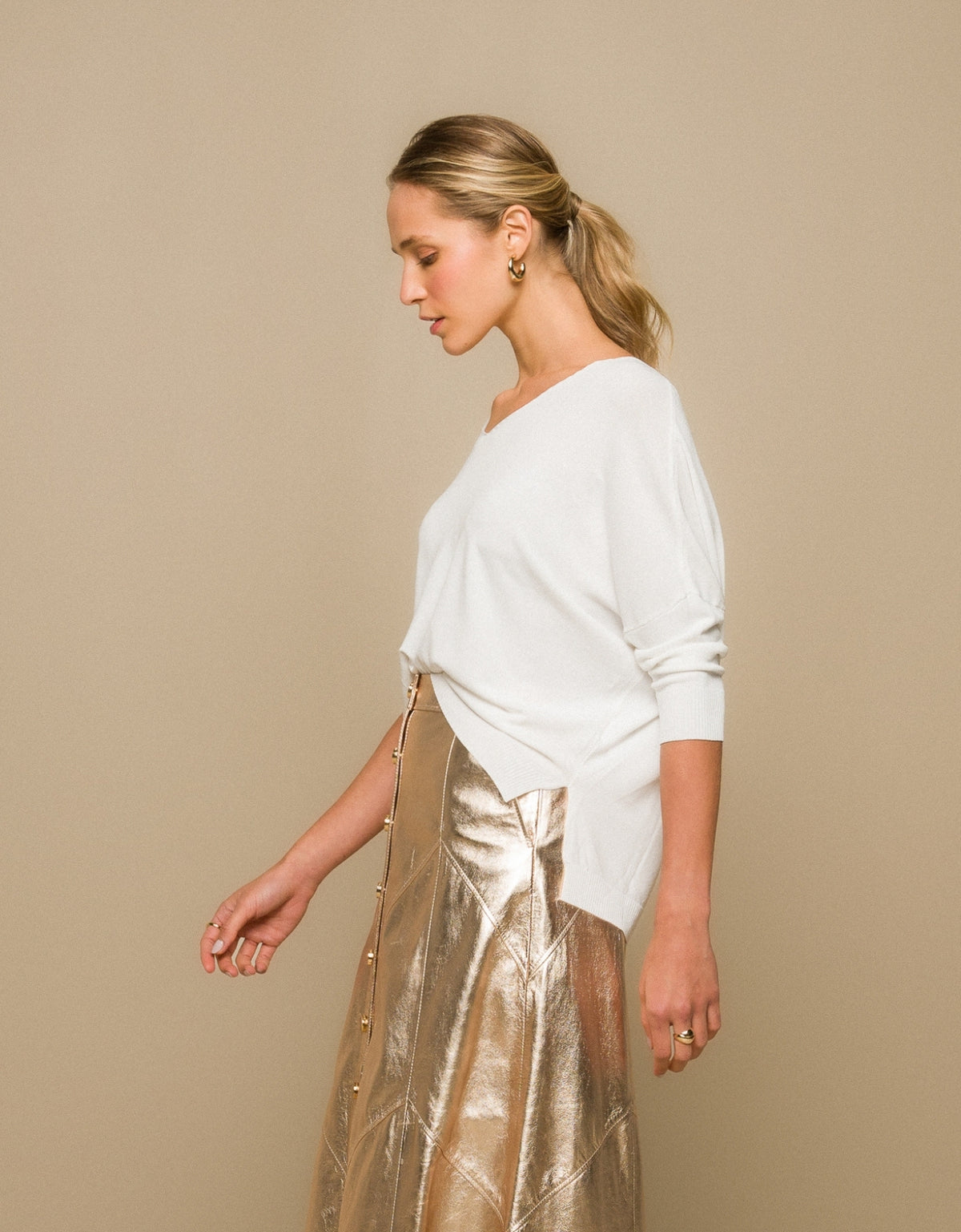 BLUSA OVER MADRE REINA TRICOT BRANCO