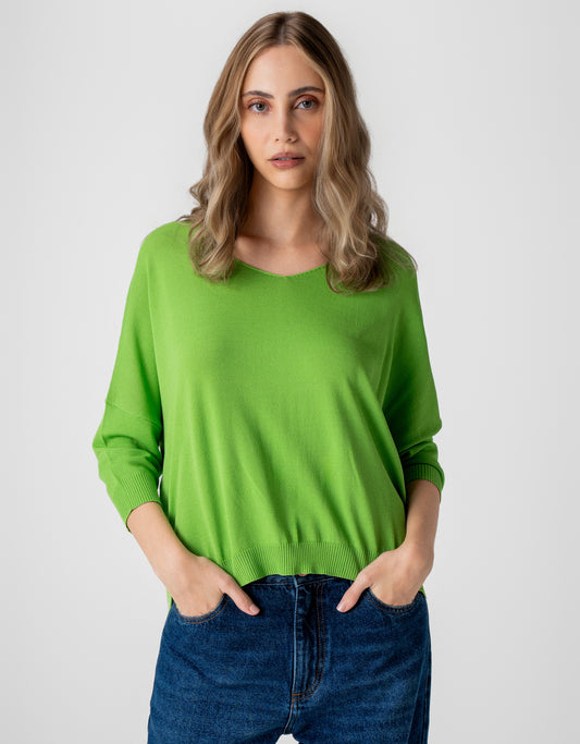 BLUSA OVER MADRE REINA TRICOT VERDE LEAF