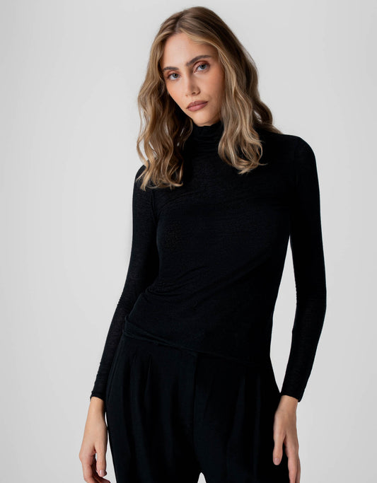 BLUSA RAQUEL MADRE REINA MALHA/CASHMERE PRETO
