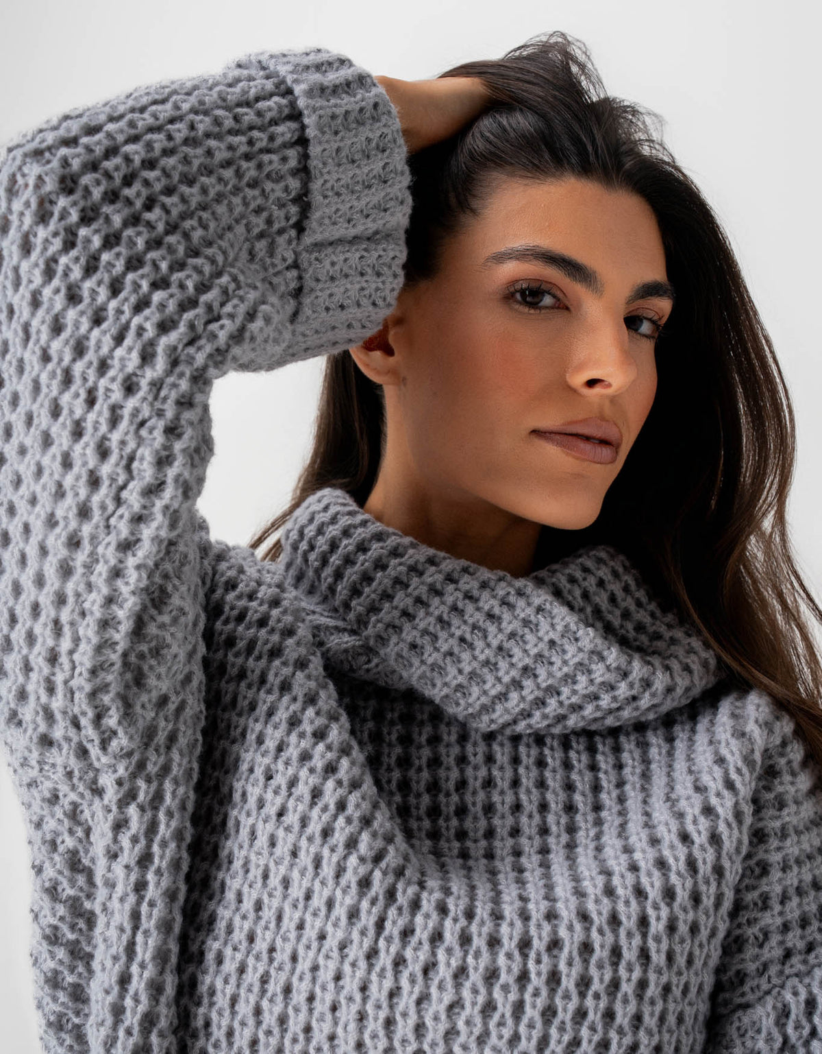 BLUSA SUETER NICOLE MADRE REINA TRICOT CINZA