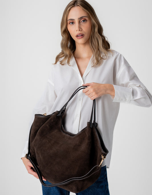 BOLSA TOTE MADRE REINA COURO CHOCOLATE