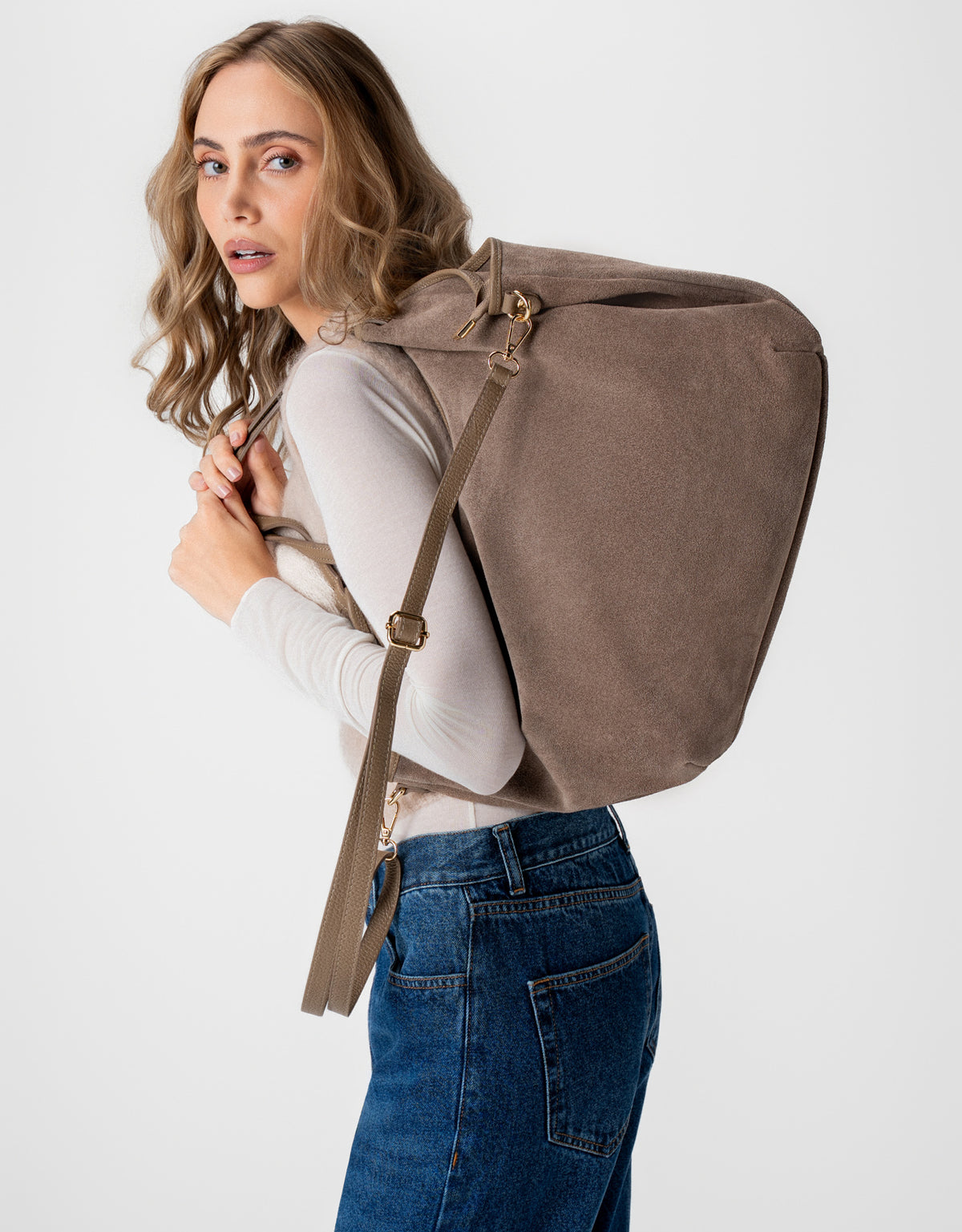 BOLSA TOTE MADRE REINA COURO TAUPE