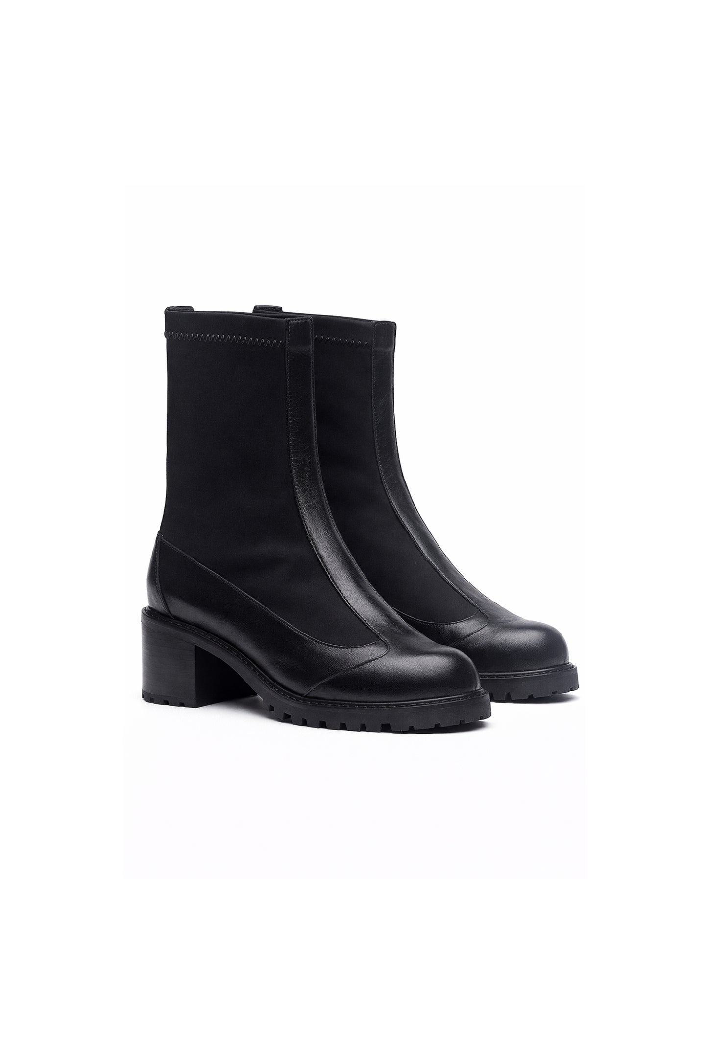 BOTA DUDA MADRE REINA COURO COM MALHA PRETO