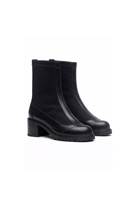 BOTA DUDA MADRE REINA COURO COM MALHA PRETO