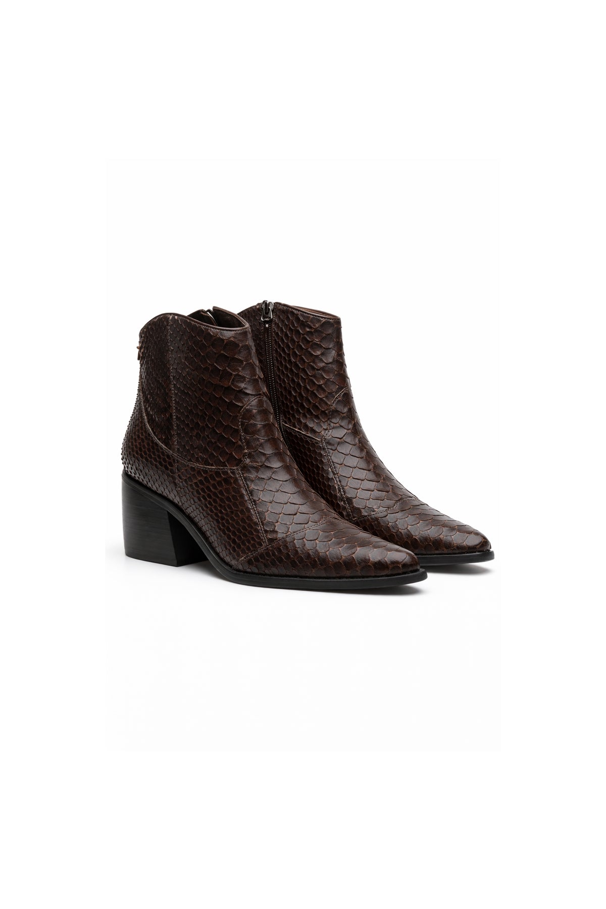 BOTA MADRE REINA COURO PYTHON DARK BROWN