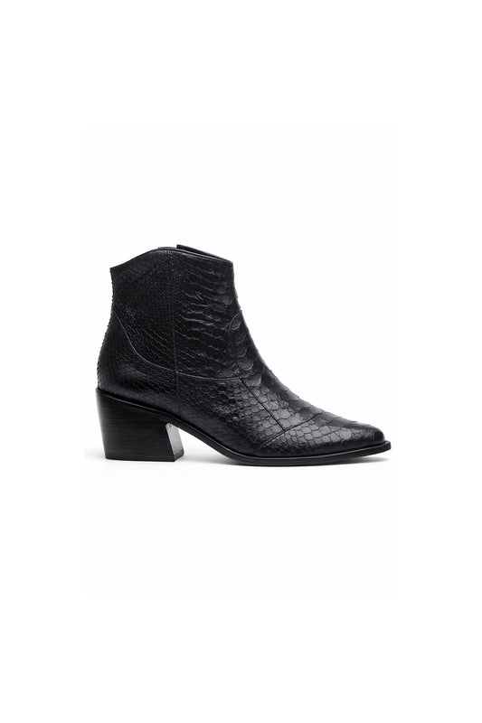 BOTA MADRE REINA COURO PYTHON PRETO