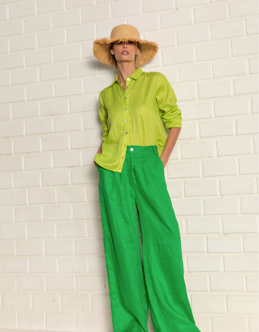 CALÇA ALFAIATARIA PANTALONA LINHO VERDE FLAG