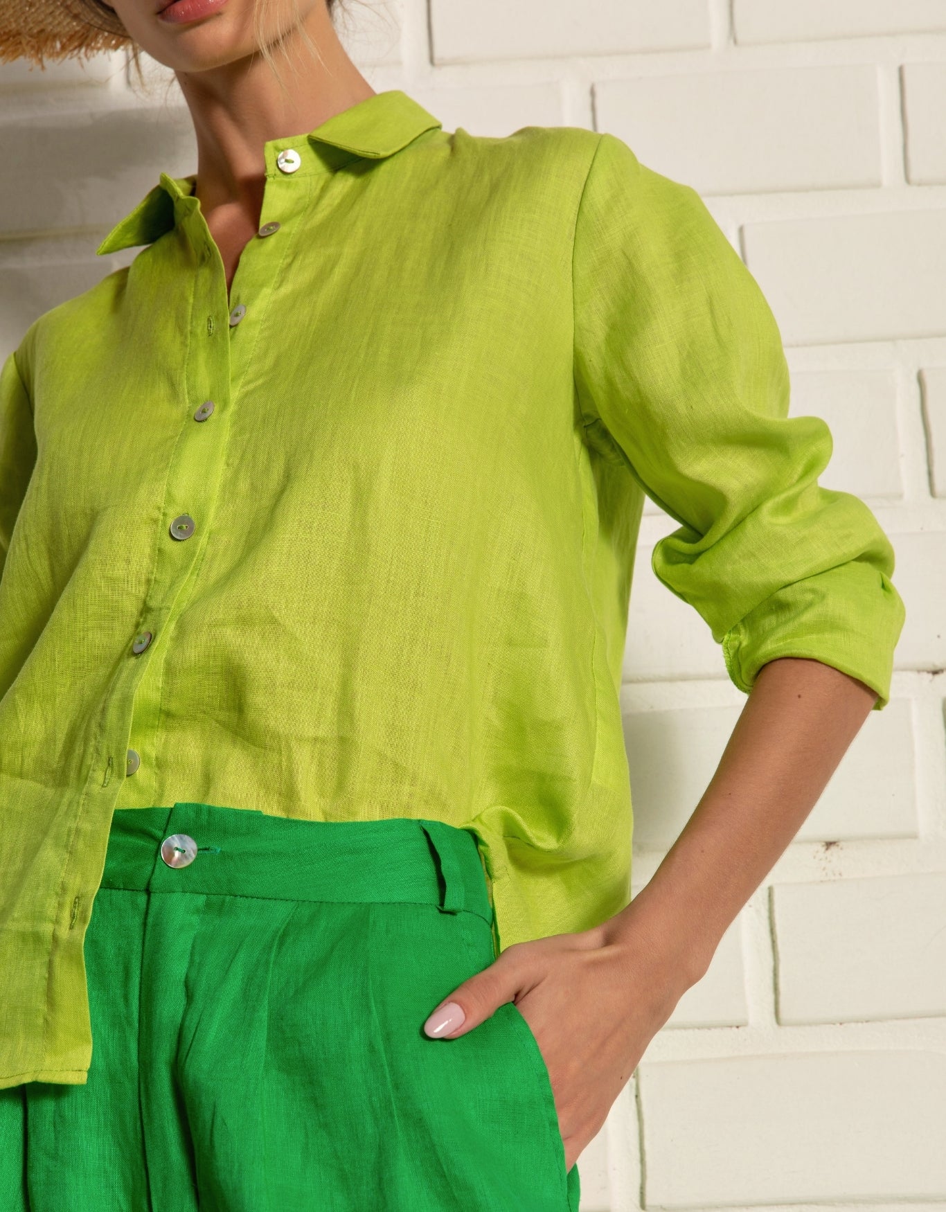 CALÇA ALFAIATARIA PANTALONA LINHO VERDE FLAG