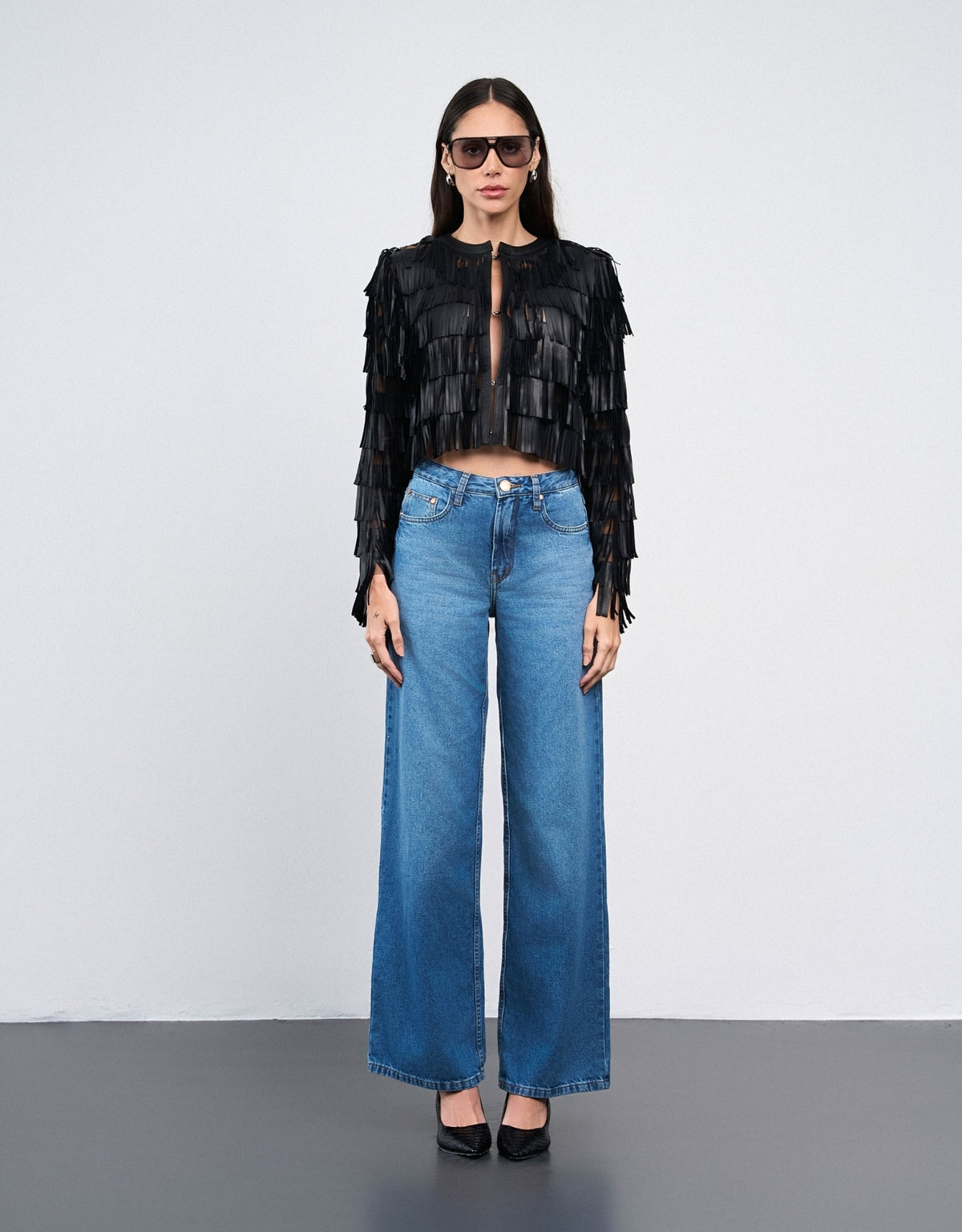 CALÇA ANDREIA MADRE REINA  WIDE JEANS AZUL
