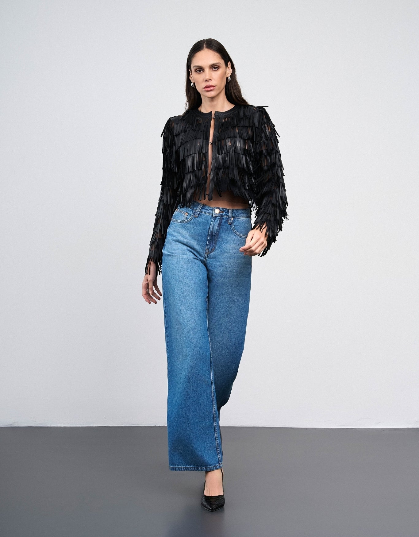 CALÇA ANDREIA MADRE REINA  WIDE JEANS AZUL