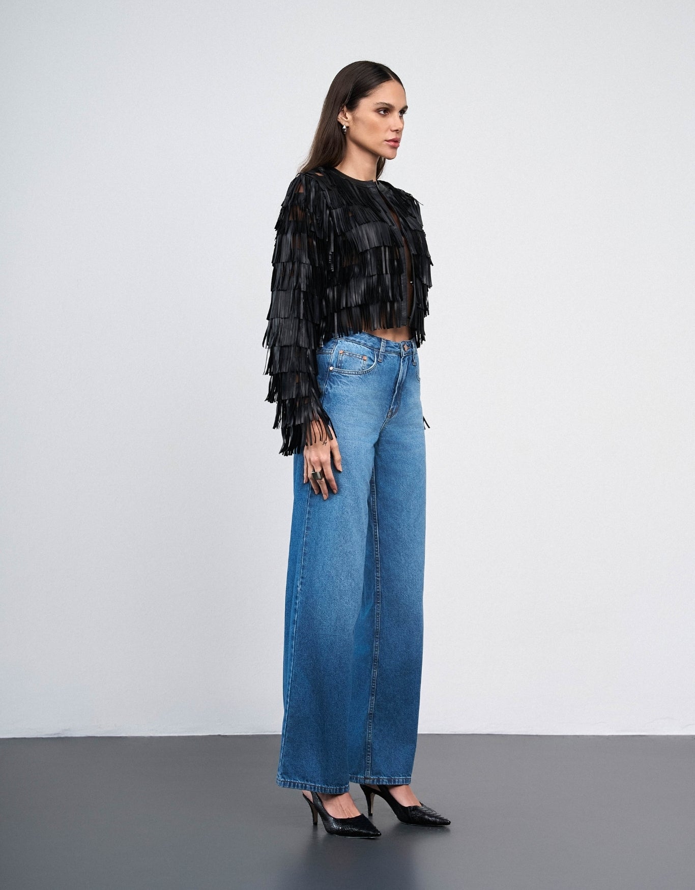 CALÇA ANDREIA MADRE REINA  WIDE JEANS AZUL