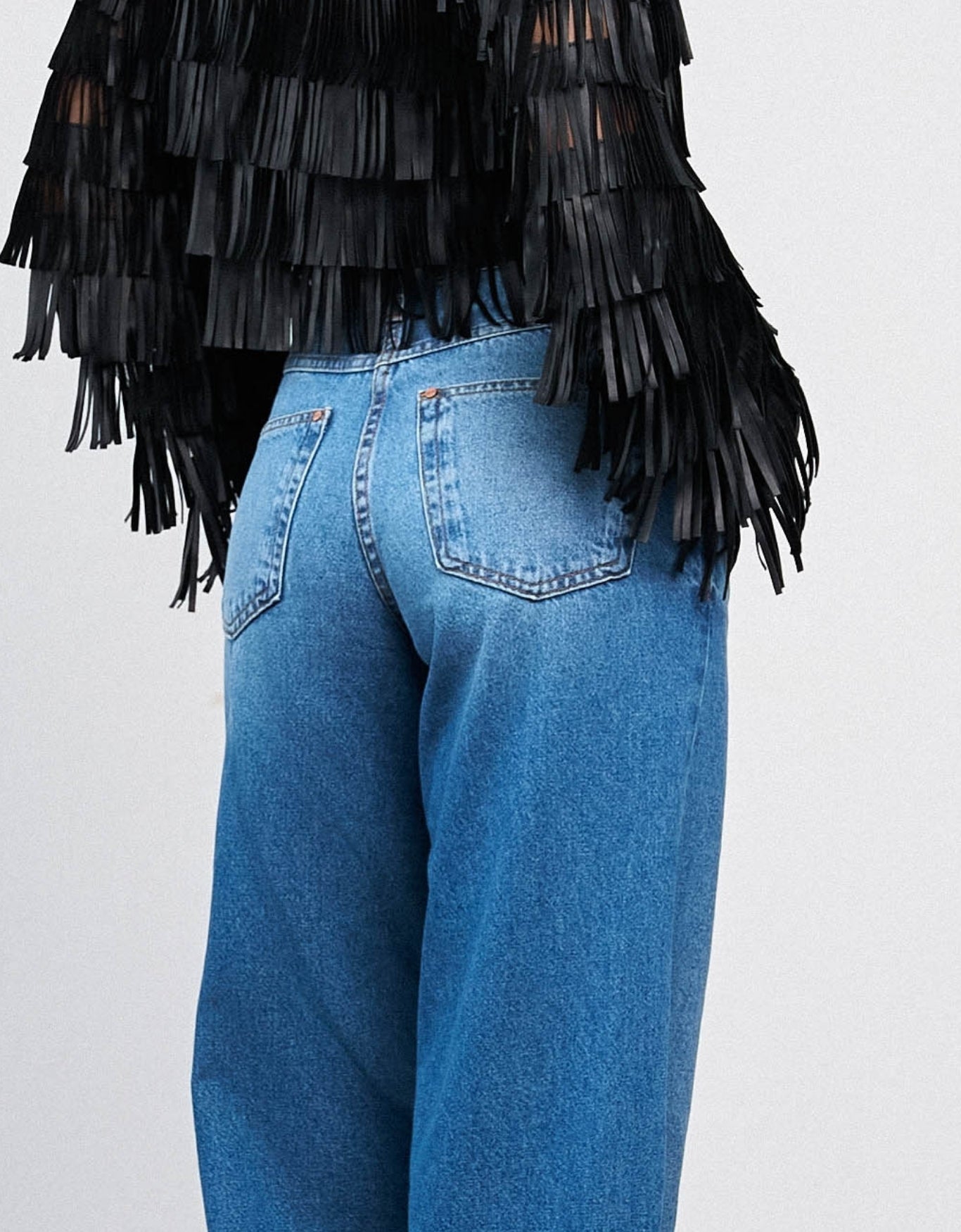 CALÇA ANDREIA MADRE REINA  WIDE JEANS AZUL