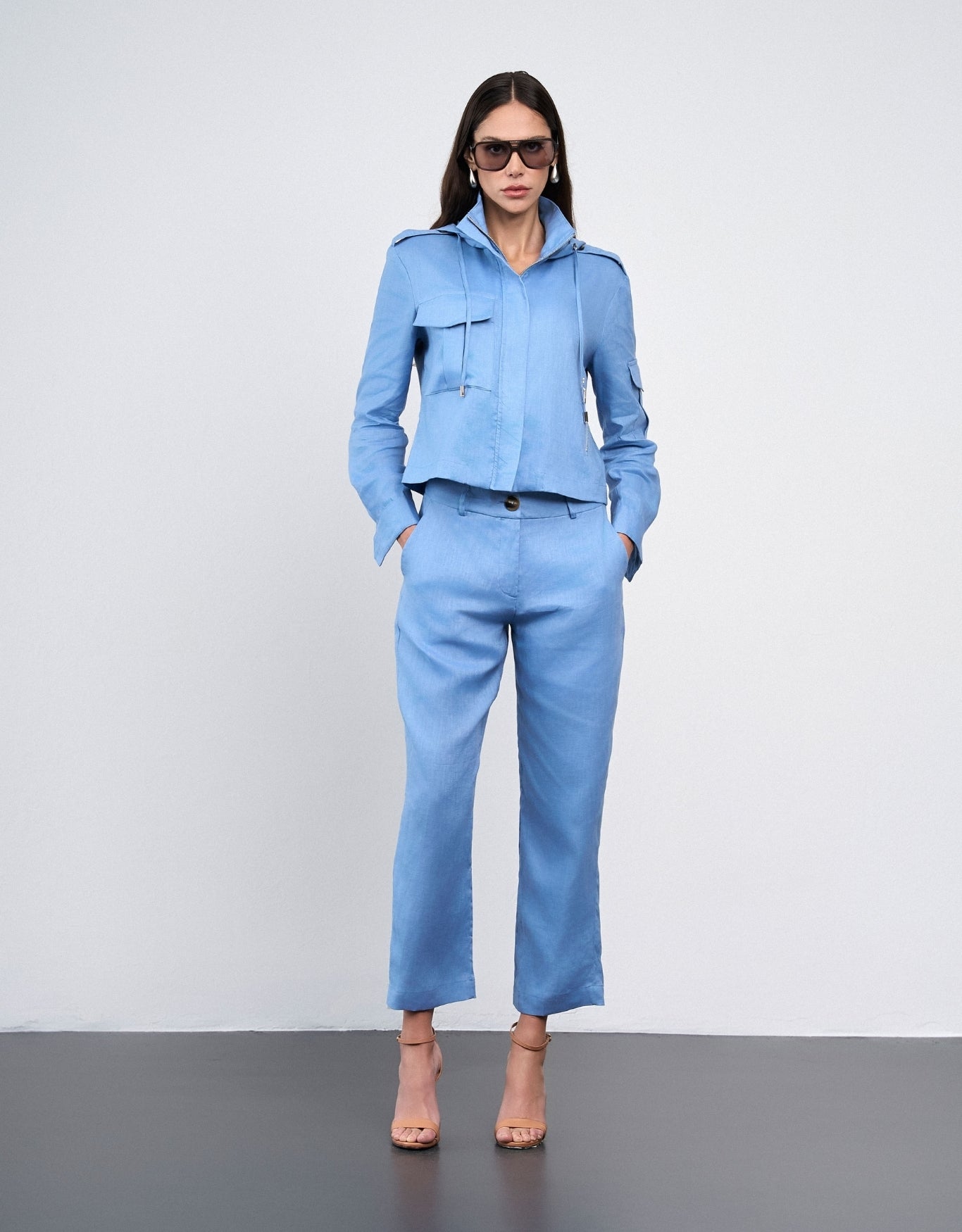 CALÇA ANNA MADRE REINA LINHO BLUE DAY