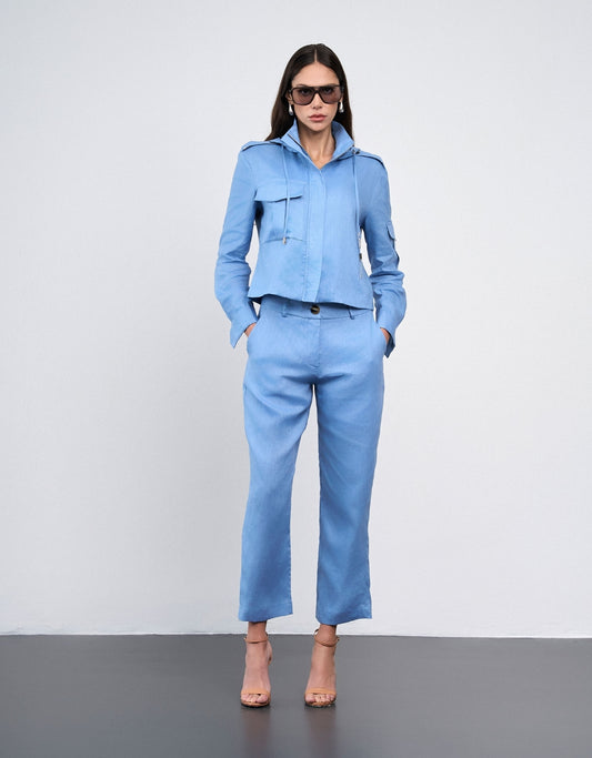 CALÇA ANNA MADRE REINA LINHO BLUE DAY