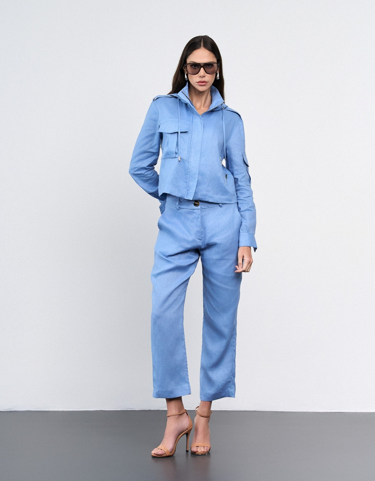 CALÇA ANNA MADRE REINA LINHO BLUE DAY