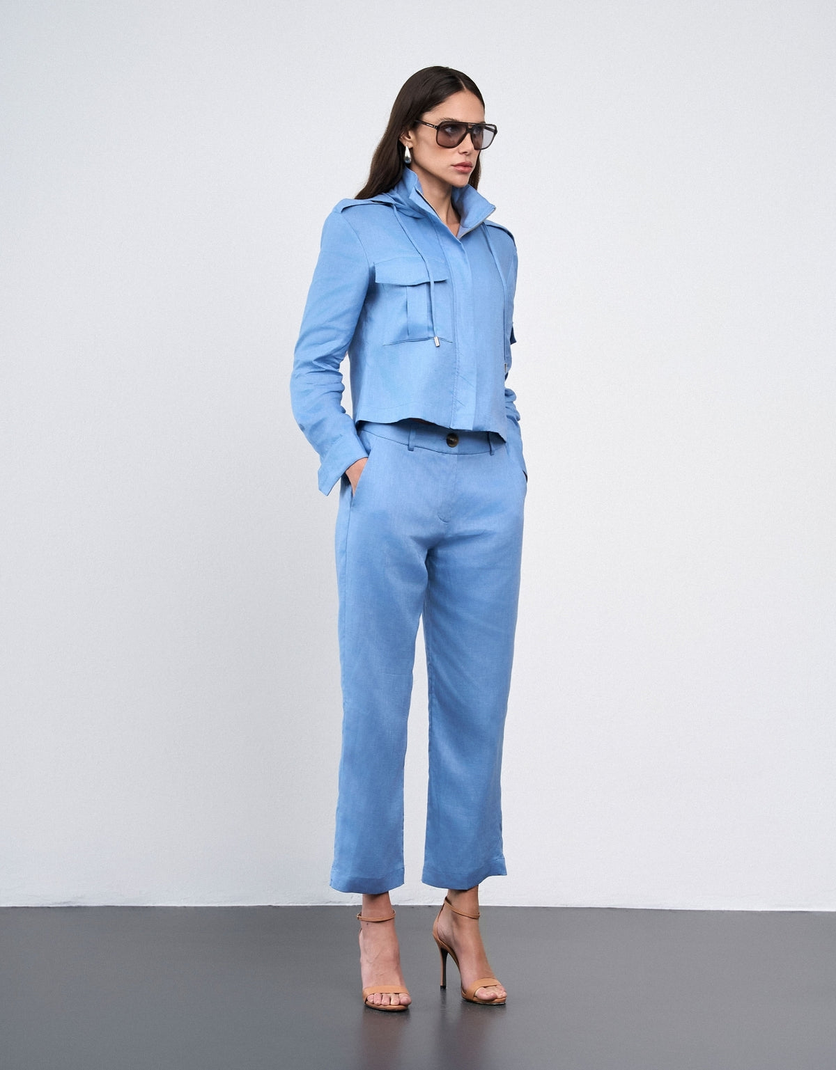 CALÇA ANNA MADRE REINA LINHO BLUE DAY