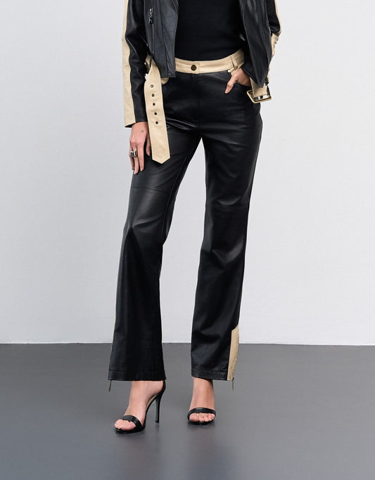 CALÇA CAROL MADRE REINA COURO PRETO