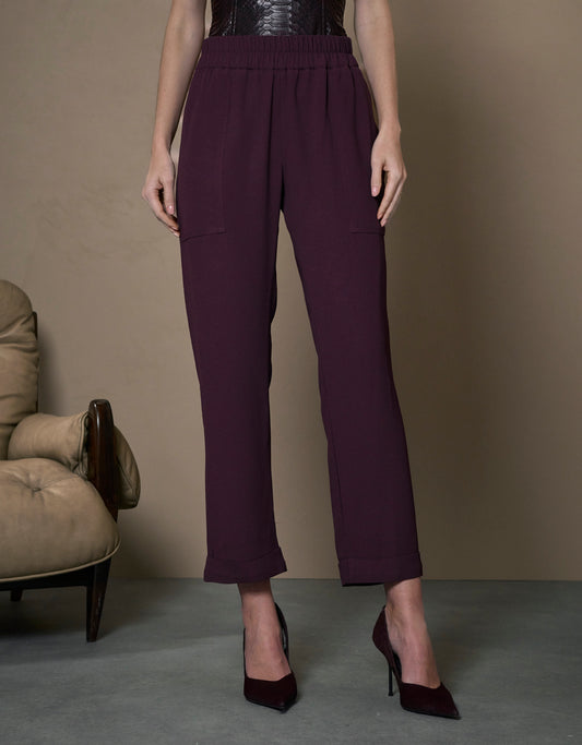 CALÇA ALANIS MADRE REINA CREPE BERINJELA