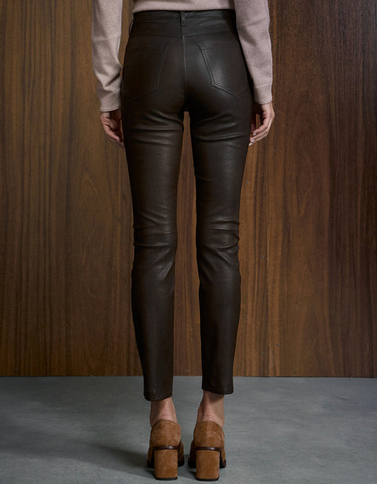 CALÇA FIVE POCKETS MADRE REINA COURO MADEIRA