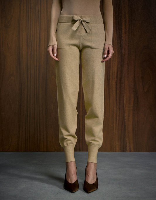 CALÇA JOGGING MADRE REINA TRICOT CAMEL
