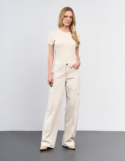 CALÇA LEONA MADRE REINA JEANS OFF WHITE