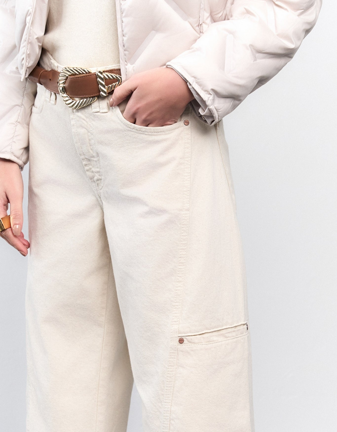 CALÇA LEONA MADRE REINA JEANS OFF WHITE