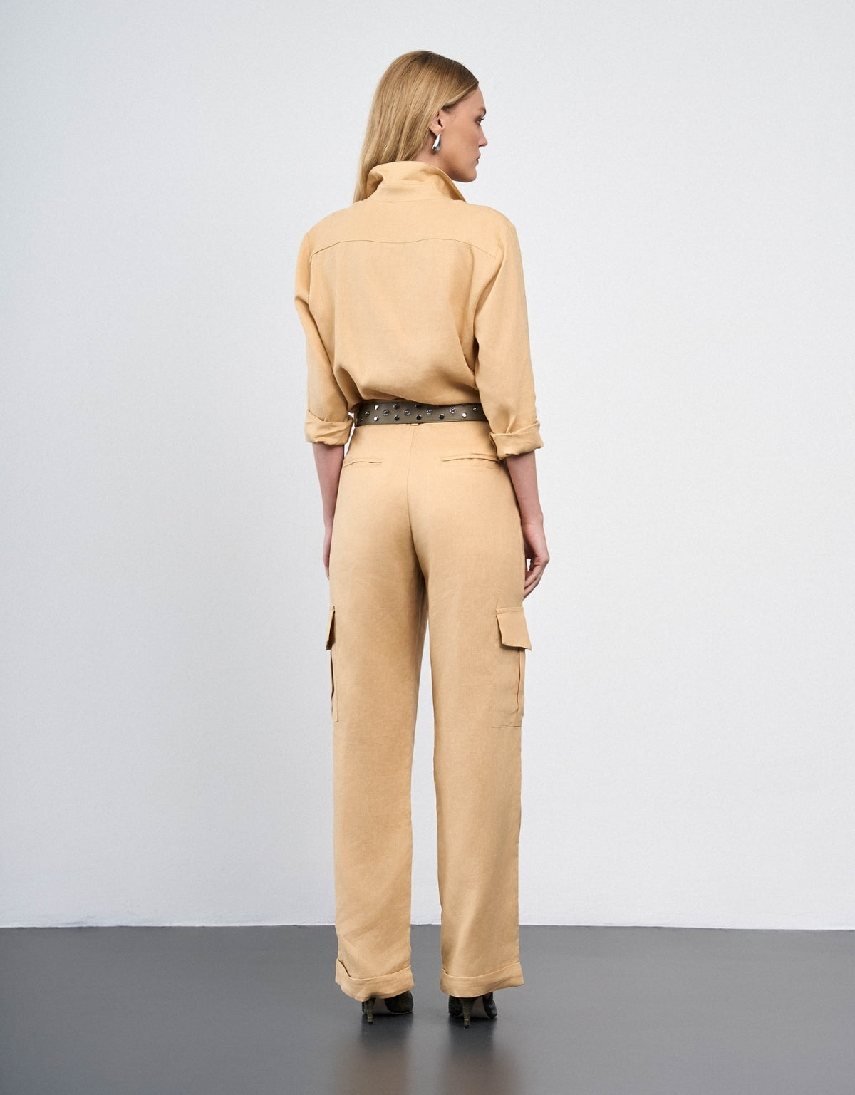 CALÇA LINEN BOLSOS MADRE REINA LINHO DESERT